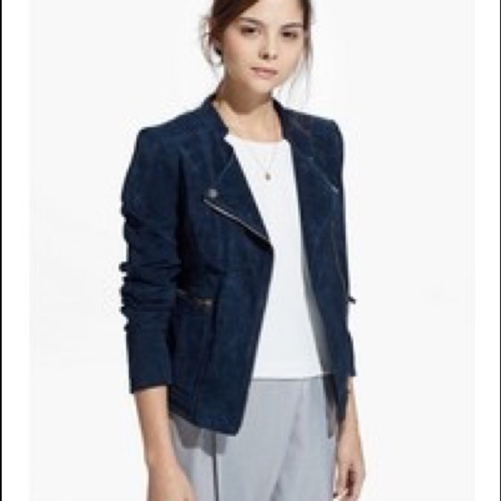 Michael Kors Navy Suede Moto Jacket - XS